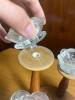 Glass Lotus Flower Candle Holder on Wooden Stand - 9