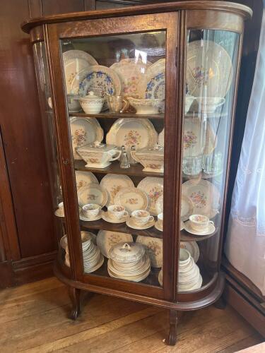 Beautiful Antique Curved Glass China Cabinet