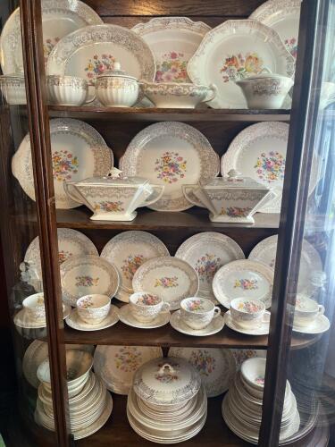 Large Lot of Over 60 Pieces of Royal China Waldorf-O 22K Gold Floral Dinnerware