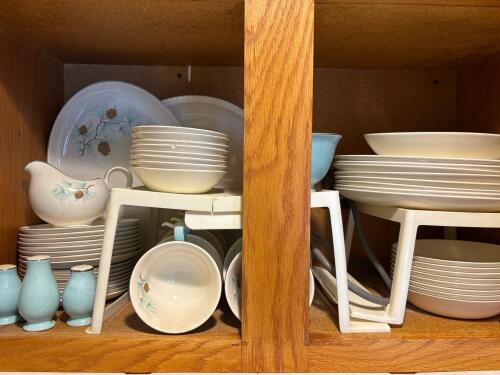Mid-Century Style Dinnerware with Pinecone Motif