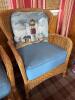 Pair of Wicker Lounge Chairs with Ottoman - 3