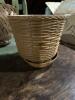 Green Painted Spindle-Back Chairs, Wooden Coffee Table and Woven Baskets - 4