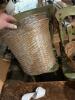 Green Painted Spindle-Back Chairs, Wooden Coffee Table and Woven Baskets - 7