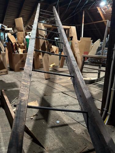 Vintage Wooden and Metal Loft Ladder, 132"