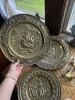 Embossed Brass Wall Plates with Brass Standsa nd Cut Glass Crystal Bowl - 4