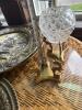 Embossed Brass Wall Plates with Brass Standsa nd Cut Glass Crystal Bowl - 8