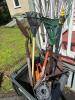 Assorted Lawn Tools in Trash Bin - 2