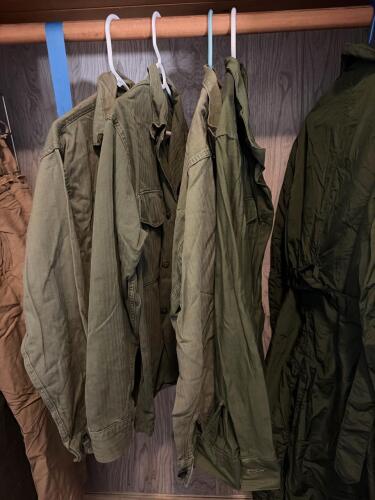 Four Mixed Style Lot USMC Green Herringbone Utility Jackets