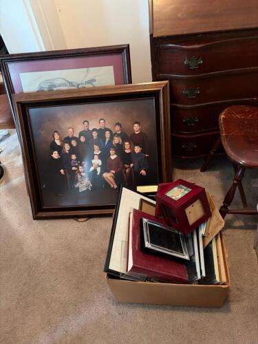 Assorted Wall Picture Frames, Albums, and Shadow Boxes