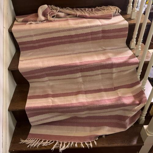 Southwestern Striped Pink and White Woven Rug