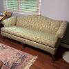 Floral Upholstered Rolled Arm Sofa With Cabriole Legs