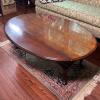 Oval Drop Leaf Wooden Coffee Table With Cabriole Legs - 2