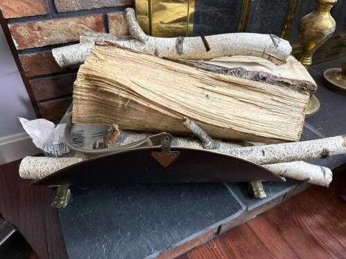 Brass Log Holder with Firewood