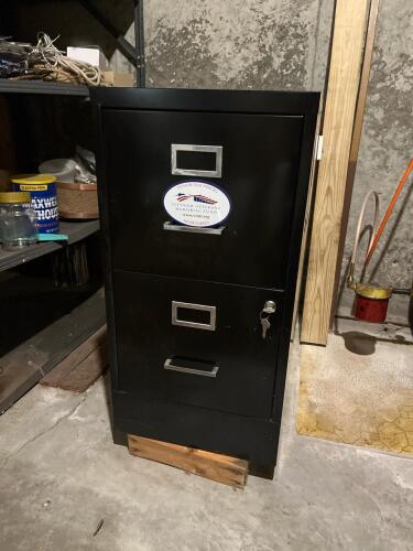 Black Two-Drawer Metal File Cabinet with Key