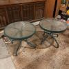 Pair of Round Glass Top Patio Tables