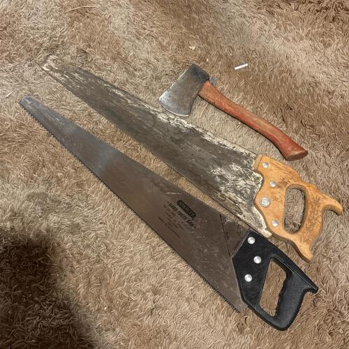 Disston Hand Saw, Stanley Saw, Hatchet