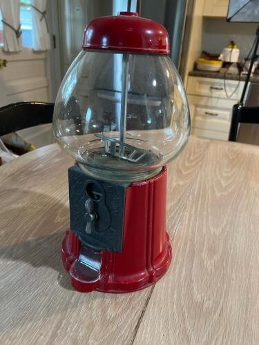 Red Metal Glass Gumball Machine