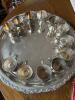 Twelve Japanese Silver-Tone Goblets with Ornate Tray - 2