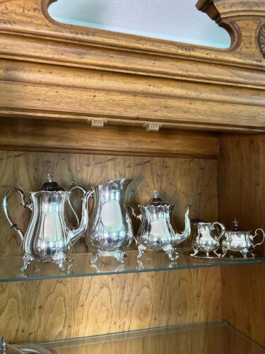 Five Piece Silverplate Tea and Coffee Set, Two Makers