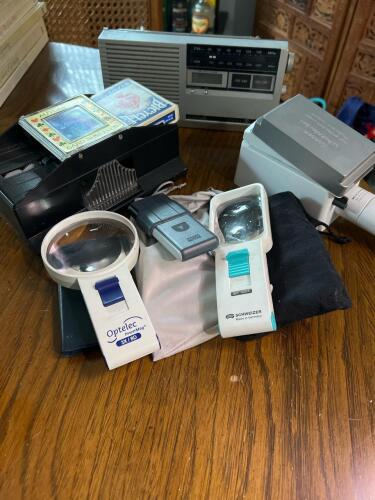 Odds and Ends Lot: Card Shuffler, Magnifiers, Etc.