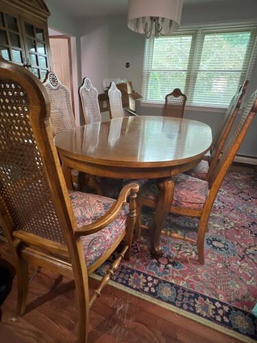 Thomasville Dining Table and Six Cane Back Chairs