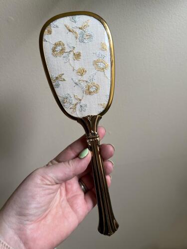 Vintage Gold Tone Floral Vanity Hair Brush