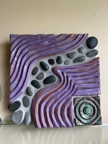 Signed Abstract Ceramic Wall Art Panel
