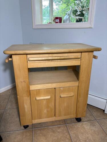 Wooden Kitchen Cart with Drawer and Cabinet