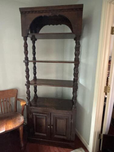 Dark Wood Cabinet Bookcase with Turned Columns #1