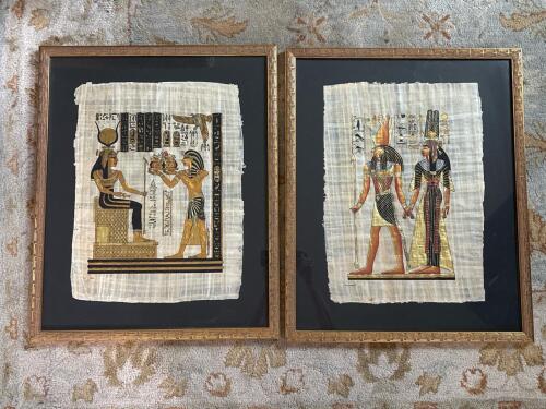 Pair of Framed Egyptian Papyrus Paintings