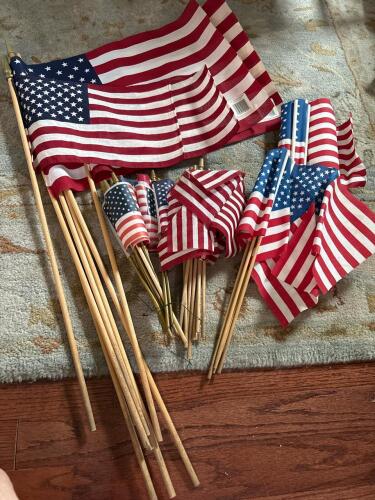 Lot of Small and Medium US Stick Flags