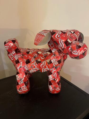 Coca-Cola Can Folk Art Dog Sculpture