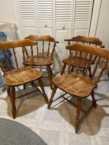Four Windsor-Style Wooden Armchairs
