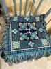 Blue Painted Wooden Chair with Fringe Cushion - 3