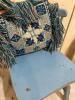 Blue Painted Wooden Chair with Fringe Cushion - 4