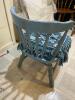Blue Painted Wooden Chair with Fringe Cushion - 9