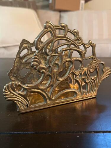Brass Tone Teleflora Napkin Holder