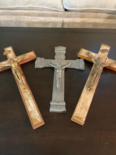 Three Crucifix Wall Crosses in Mixed Materials