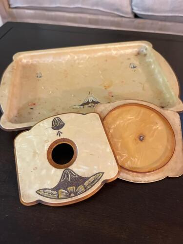 Vintage Bakelite Tray with Two Coasters