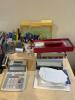 Computer Desk with Variety of Office Items - 3
