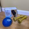 Exercise Equipment Lot: Pedal Exerciser, Weights, & Ball - 3
