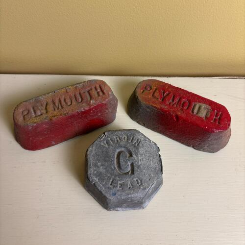 Vintage Plymouth Lead Ingots and Virgin G Lead Ingot