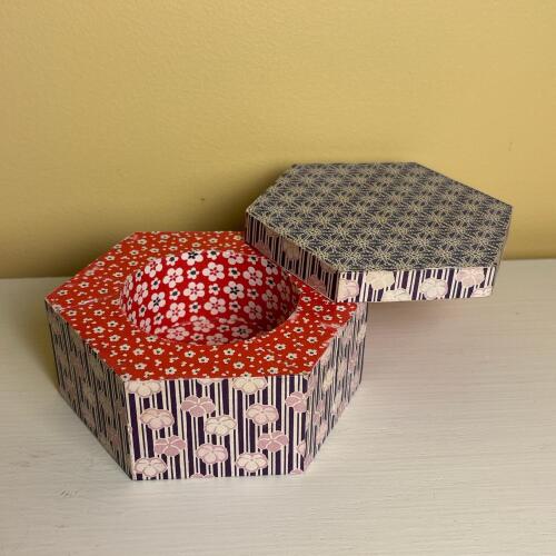 Hexagonal Japanese-Style Decorative Trinket Box