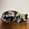 Floral Ceramic Sleeping Cat Figurine - 4