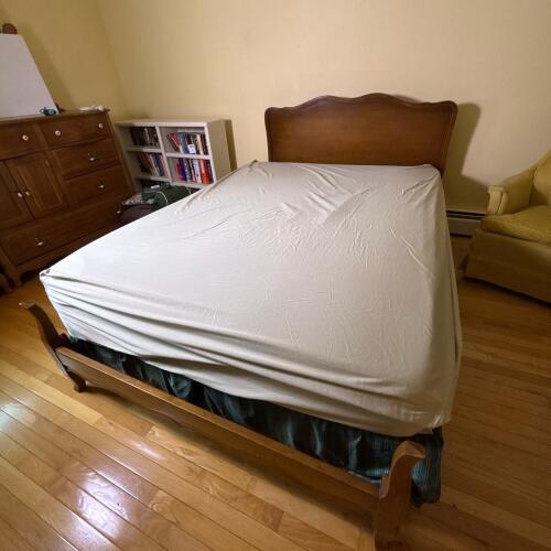 Wooden Queen Bed Frame with Curved Headboard