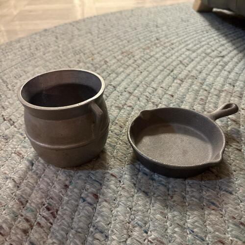 Miniature Metal Skillet & Pot with Handles