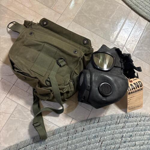 Vintage U.S. Army M17 Gas Mask with Carry Bag