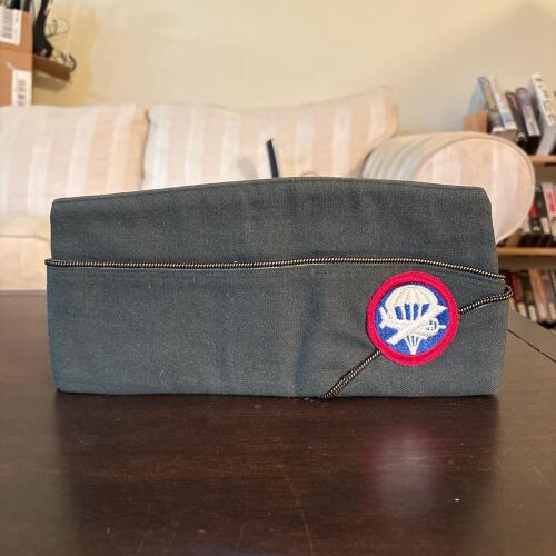 Army Green Wool Garrison Cap with Paratrooper Patch
