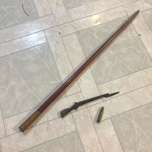 Vintage Military Swagger Stick & Miniature Rifle & Bullet