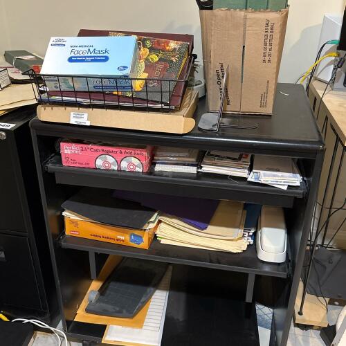 Black Metal Office Cart & Office Supplies